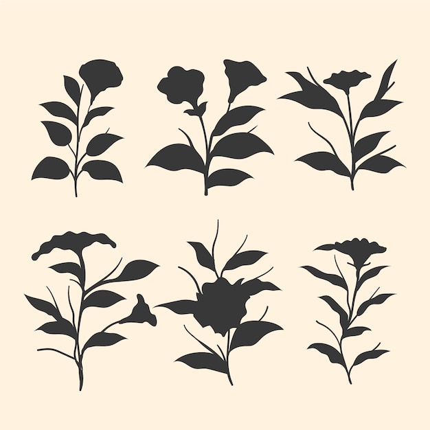 Free Vector hand drawn flower silhouettes