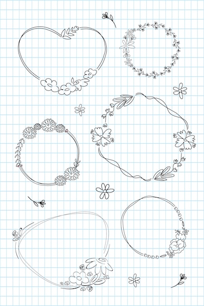 Free vector hand drawn flower wreath vector collection