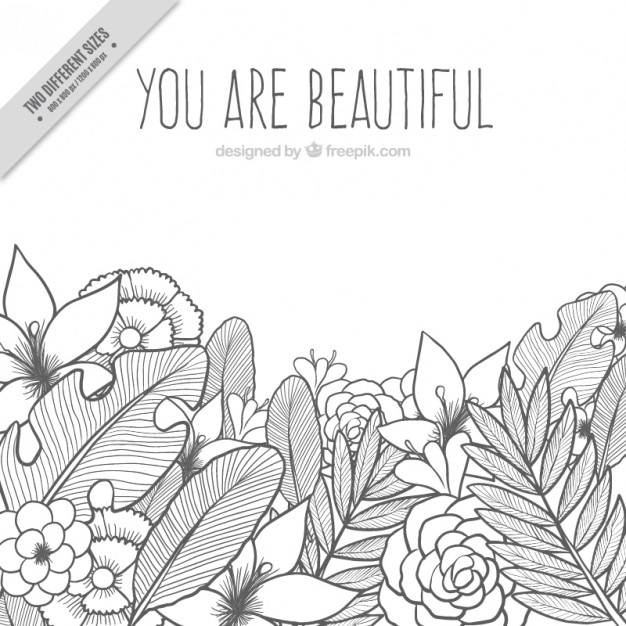 Free Vector hand drawn flowers background with a motivational phrase