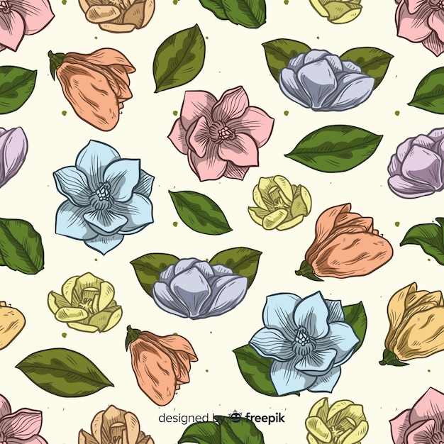 Hand drawn flowers background