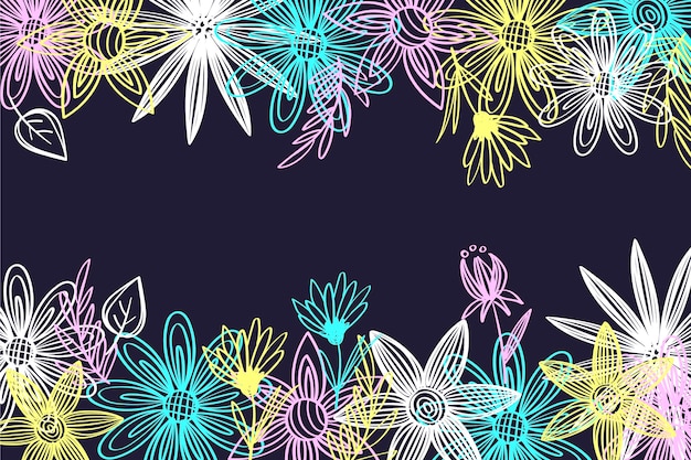 Free Vector hand drawn flowers on blackboard background