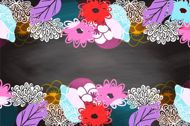 Free Vector hand drawn flowers on blackboard background