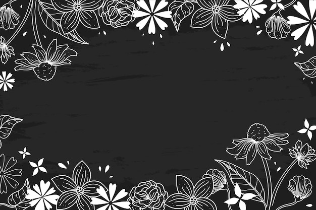 Hand-drawn flowers on blackboard concept