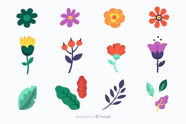 Hand drawn flowers and leaves pack