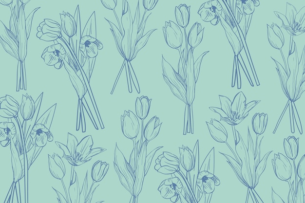 Hand drawn flowers on pastel background