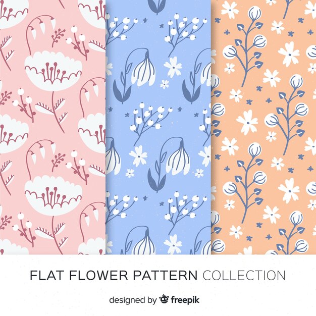 Hand drawn flowers pattern set