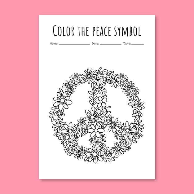 Free vector hand drawn flowers and peace sign worksheet