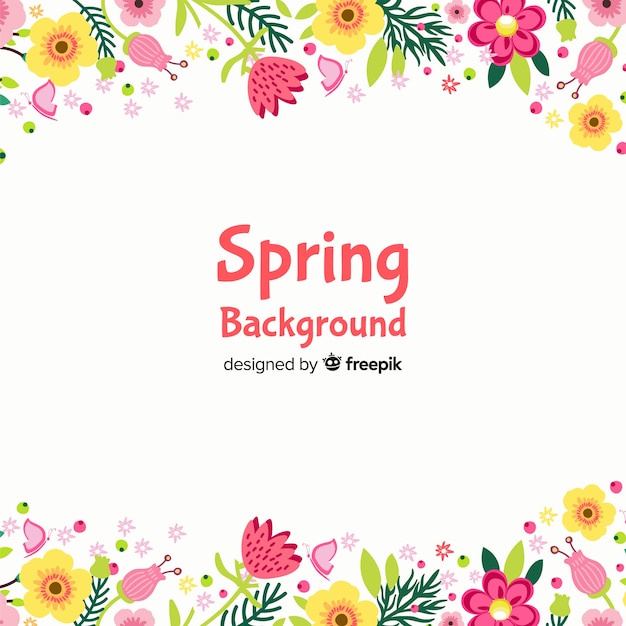 Hand drawn flowers spring background