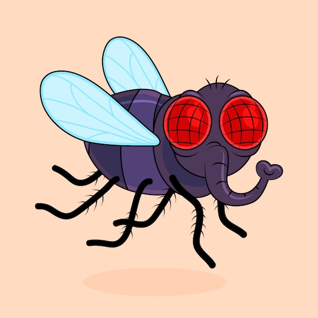 Hand drawn fly cartoon illustration