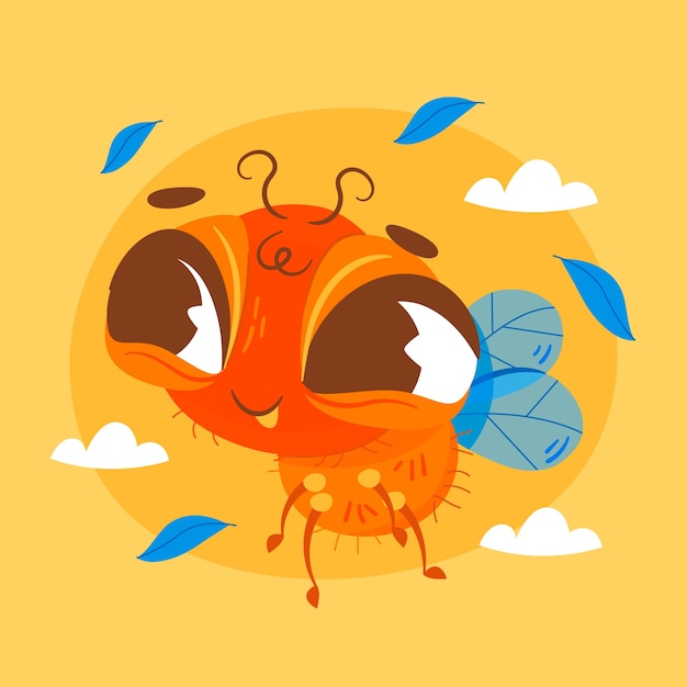 Free Vector hand drawn fly cartoon illustration