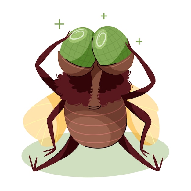 Free vector hand drawn fly cartoon illustration