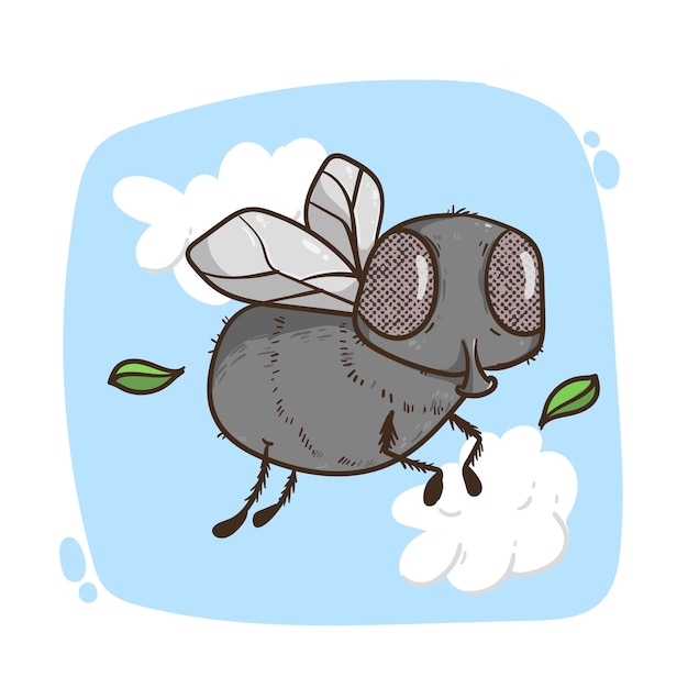 Free vector hand drawn fly cartoon illustration