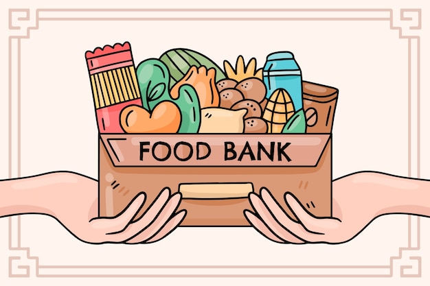 Hand drawn food bank illustration