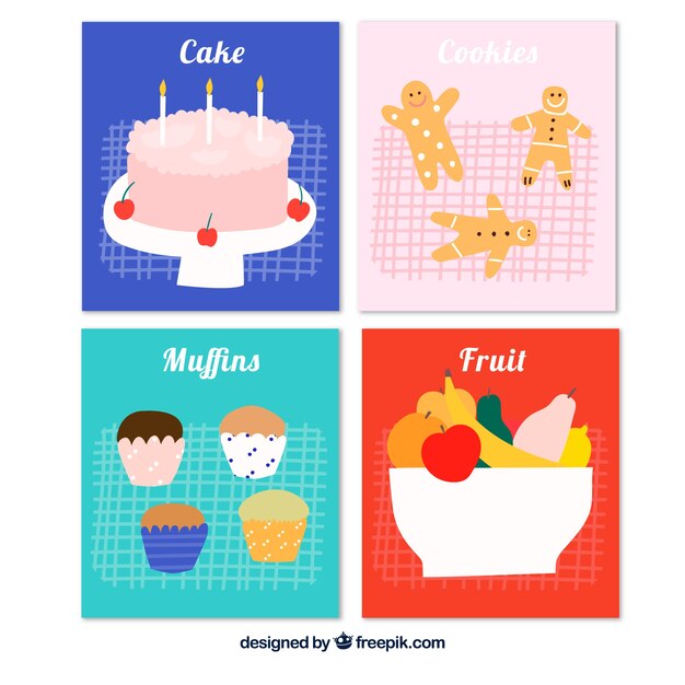 Hand drawn food card collection