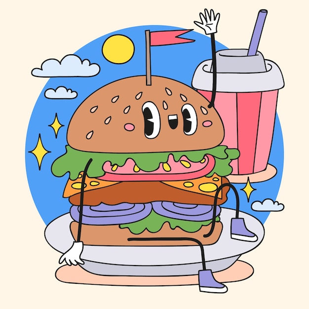 Free vector hand drawn food cartoon illustration