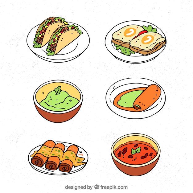 Hand drawn food dish collection