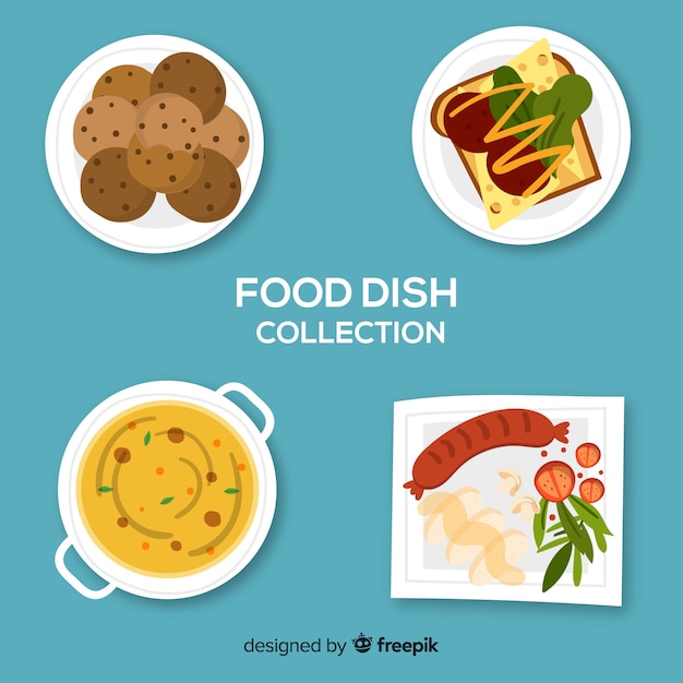 Free Vector hand drawn food dish collection