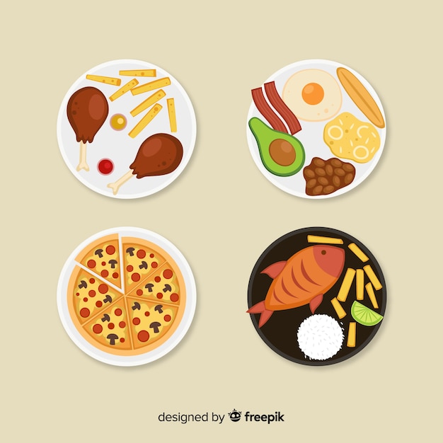 Hand drawn food dish collection