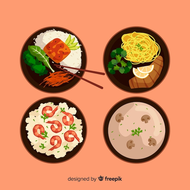 Free Vector hand drawn food dishes collection