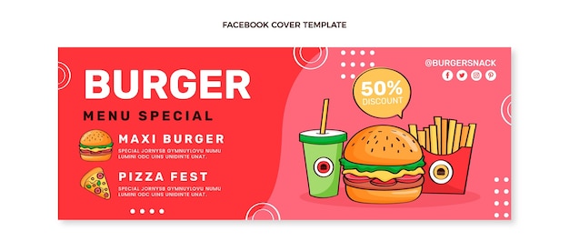 Hand drawn food facebook cover template