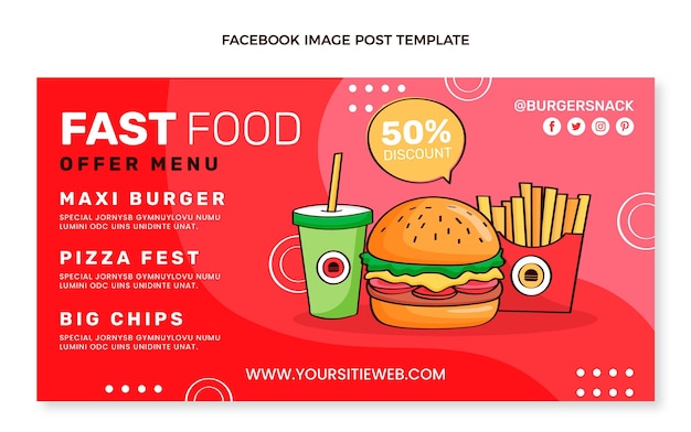 Hand drawn food facebook post template