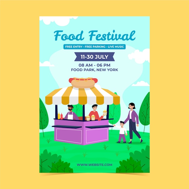 Free Vector hand drawn food festival poster design