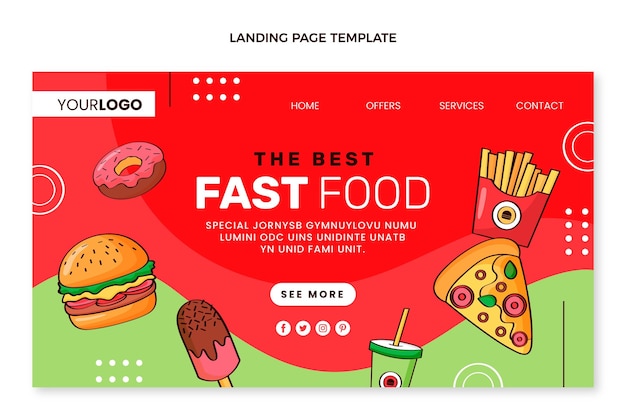 Hand drawn food landing page template