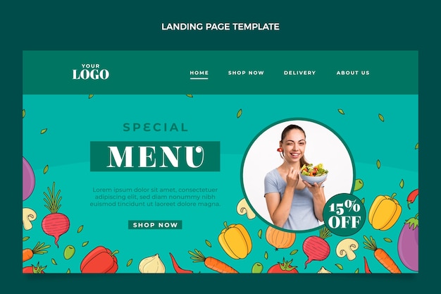 Free vector hand drawn food landing page