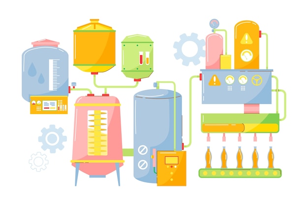 Hand drawn food manufacturing illustration