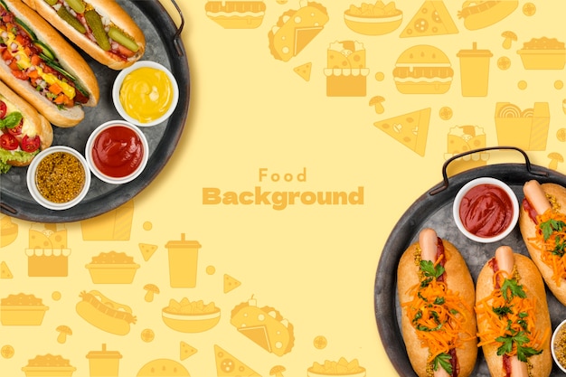 Hand drawn food pattern background