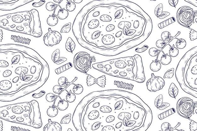 Hand drawn food pattern background