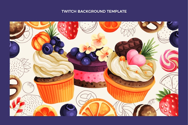 Free Vector hand drawn food twitch background