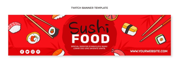 Free Vector hand drawn food twitch banner