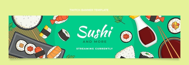 Free Vector hand drawn food twitch banner