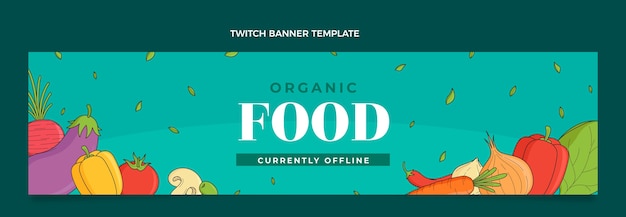 Free Vector hand drawn food twitch banner