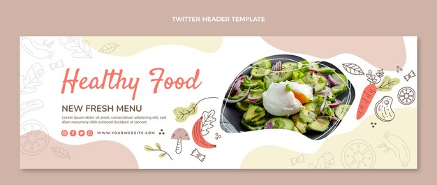 Hand drawn food twitter header template