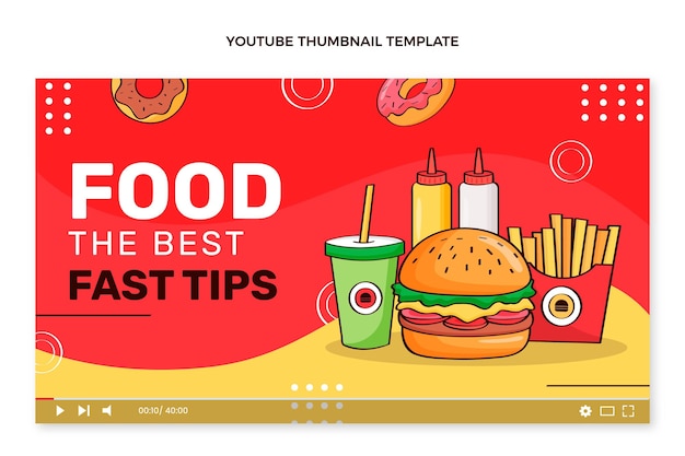 Hand drawn food youtube thumbnail template