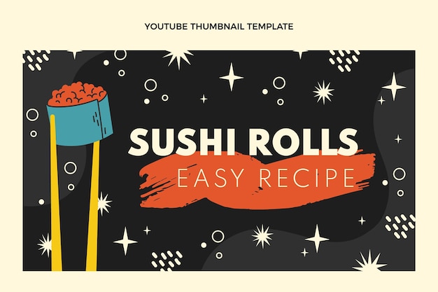 Free vector hand drawn food youtube thumbnail