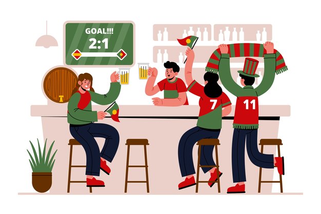 Hand drawn football fans illustration