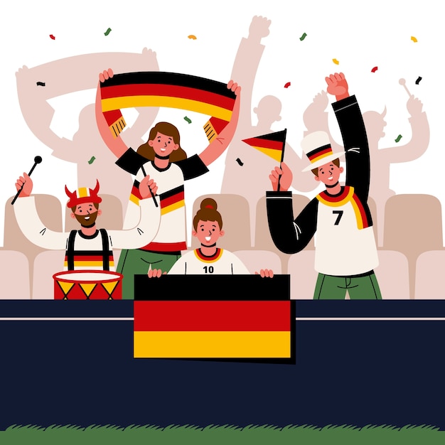 Hand drawn football fans illustration