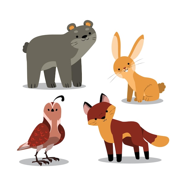 Hand drawn forest animals collection