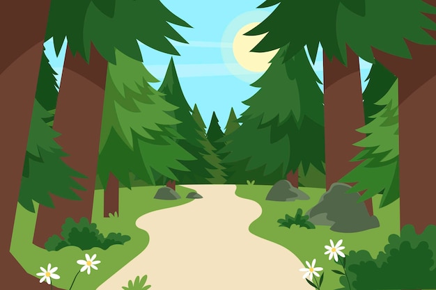 Free Vector hand drawn forest landscape