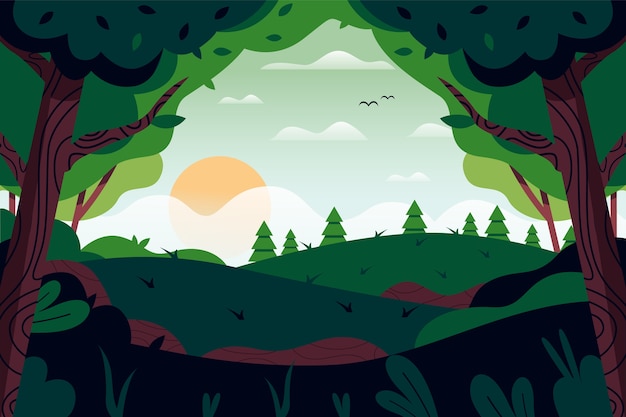 Free Vector hand drawn forest landscape