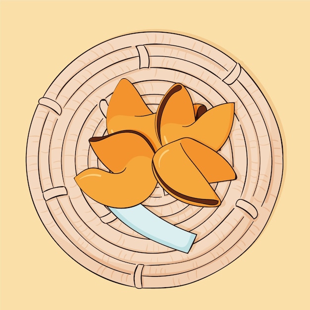 Hand drawn fortune cookie illustration