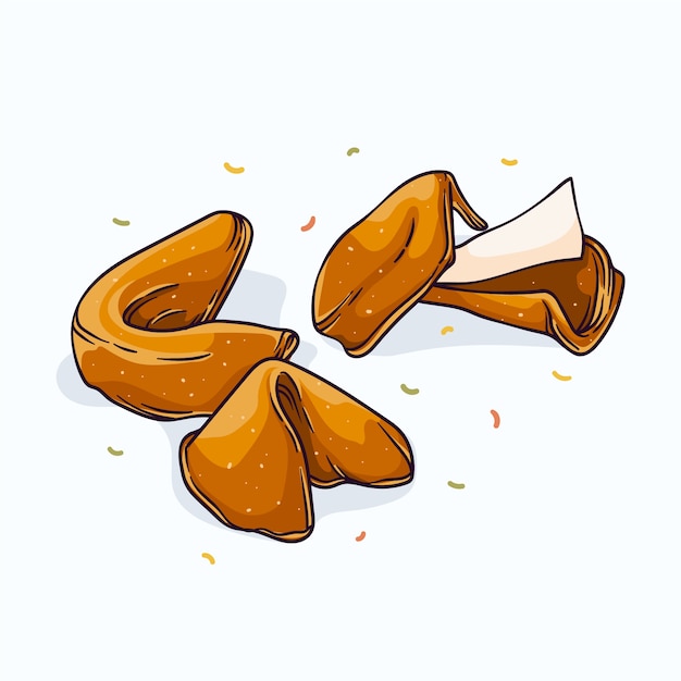 Hand drawn fortune cookie illustration