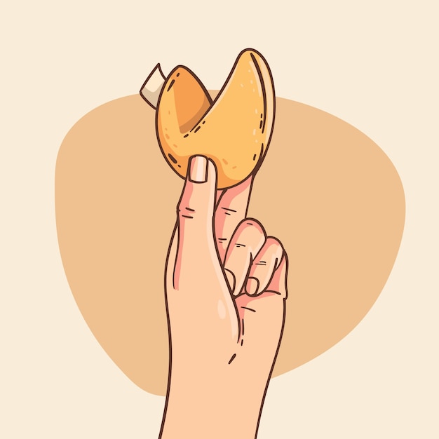 Hand drawn fortune cookie illustration