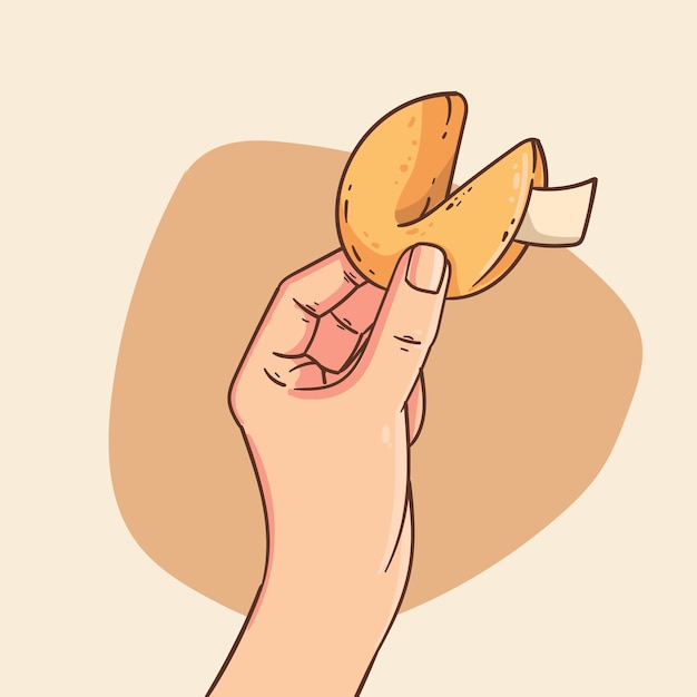 Hand drawn fortune cookie illustration