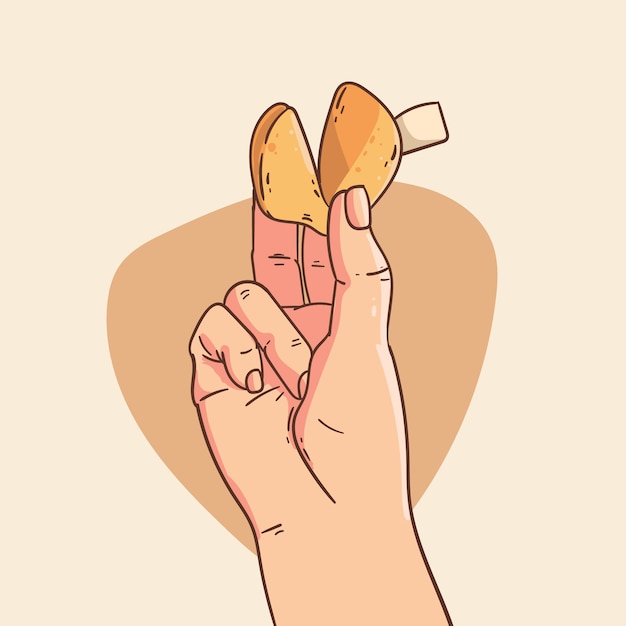 Hand drawn fortune cookie illustration