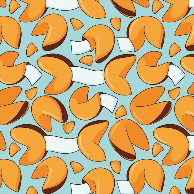 Hand drawn fortune cookie pattern