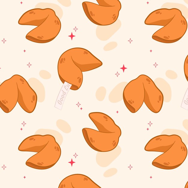 Hand drawn fortune cookie pattern